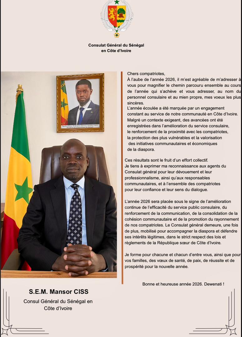 VOEUX A LA COMMUNAUTE SENEGALAISE EN COTE D'IVOIRE